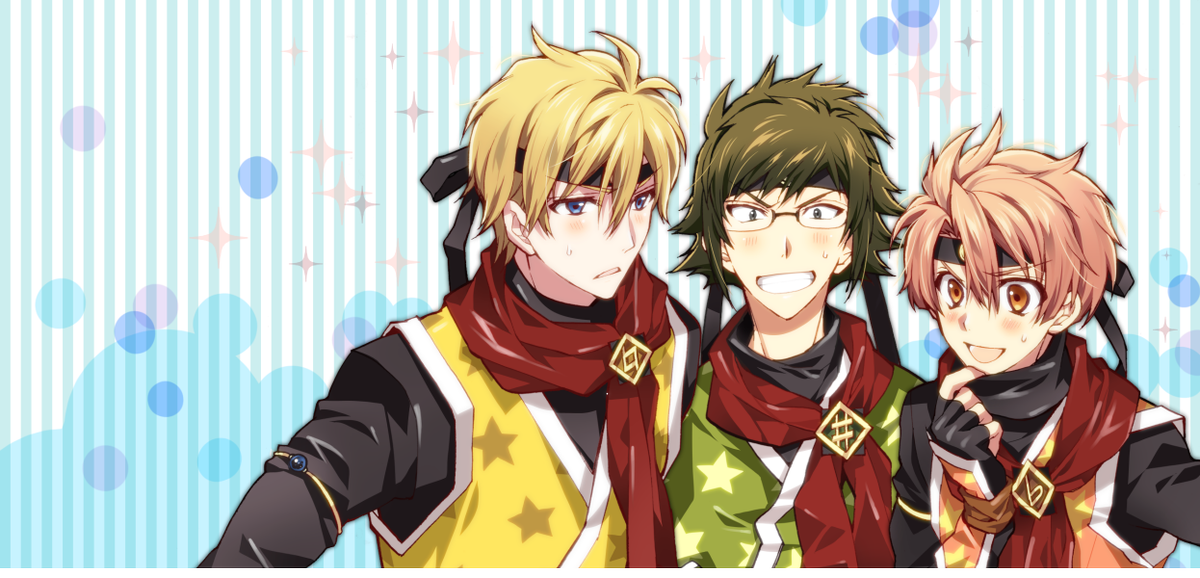 やっぱりこの3人もいなくては…!ということで担当様に許可いただいて即席で作ってきました。Twitterのヘッダー&アイコンにお使いください。