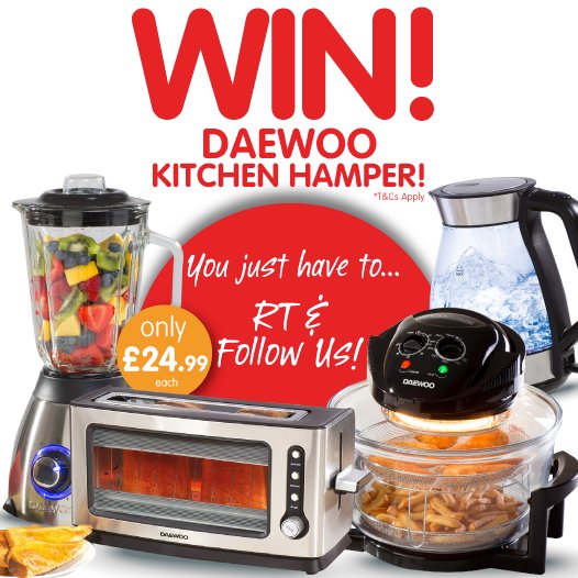 bmstores's tweet image. ⚠️ #COMPETITION! ⚠️
FLW/RT for a chance to #WIN this fantastic Daewoo Kitchen Hamper!
Competition ends 23:59 25/05/2017.