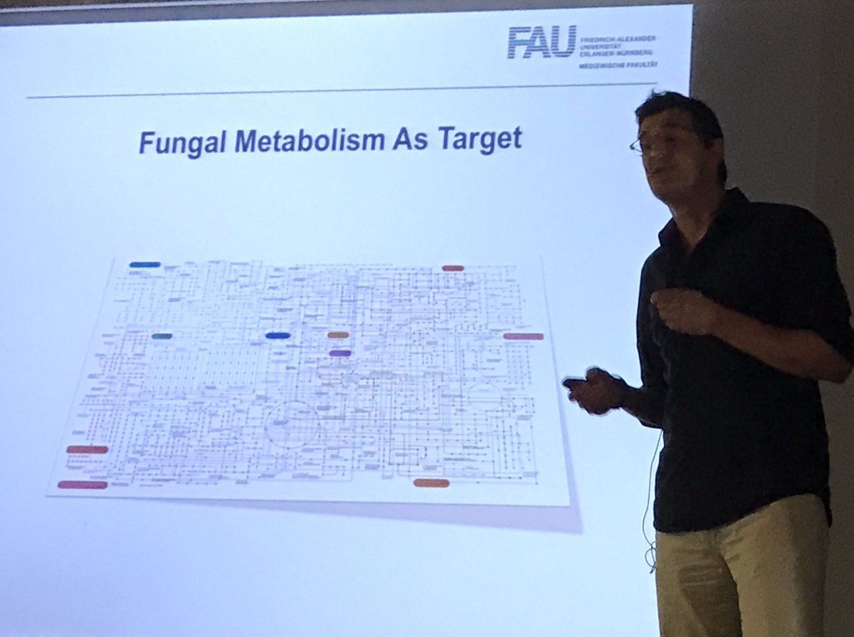 AFGTweets's tweet photo. Sven Krappman #hfp2017 lecturer presenting metabolism as a target #fungal #pathogens #aspergillus #fumigatus https://t.co/pxrCY8n9Um https://t.co/5kqZxtmwT0