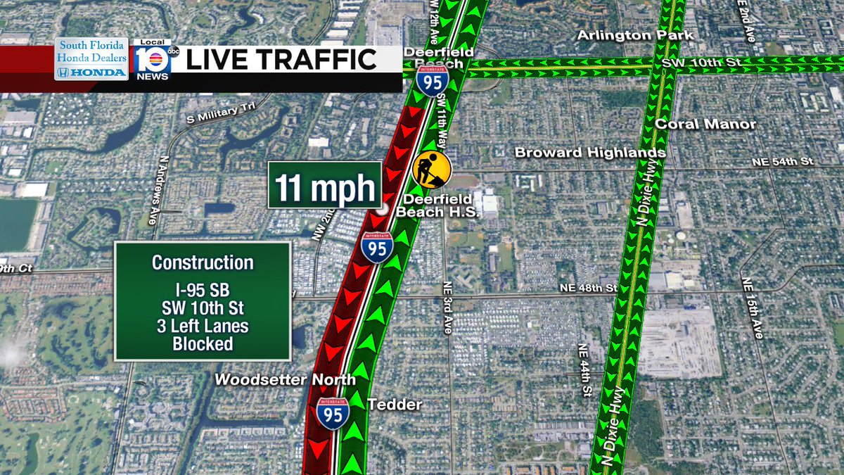 Construction causing delays on I-95 SB at SW 10th St #traffic https://t.co/JU0czm0n3d