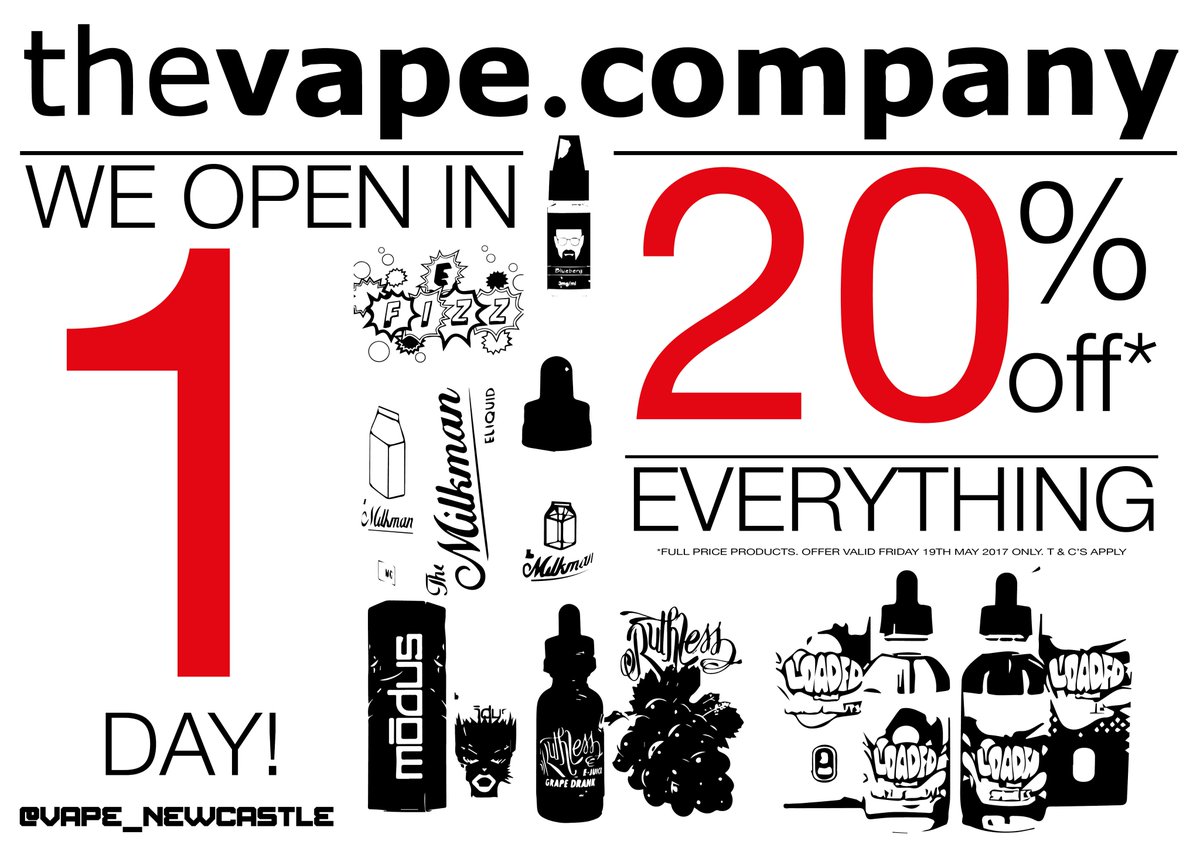 1 more day until we open!! Come along and enjoy our 20% off everything in store! #vapefam #vapelife #vapesale #thevapecompany #vapenewcastle