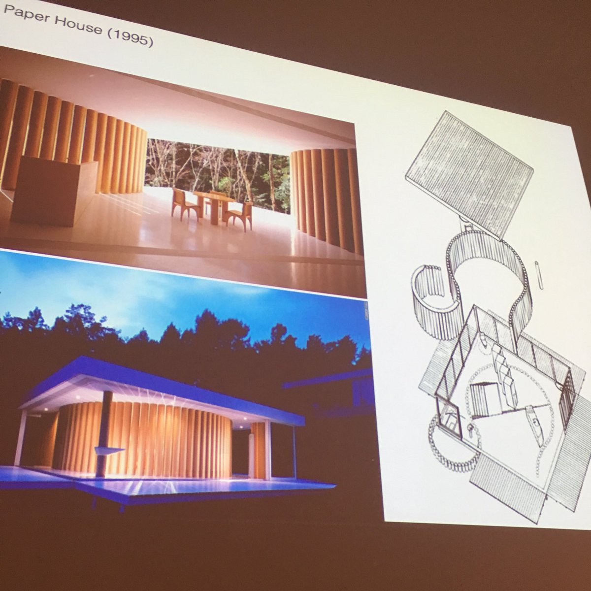 Fascinating #shigeruban talk at @ShermanSCAF with <a href="/julianworrall/">Julian Worrall</a> #scaf #architecture #space #enclosure #structure