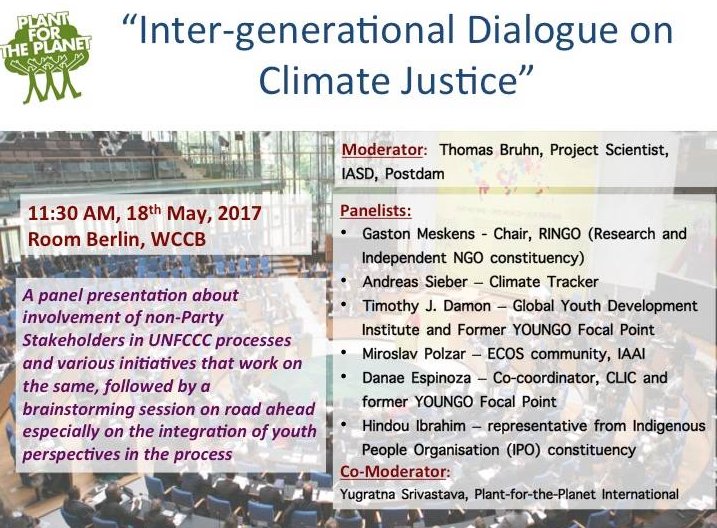An inter-generational dialogue on climate justice is starting now at #SB46 ! #youthclimate #ClimateAction Tune in youtube.com/watch?v=hDzeh5…