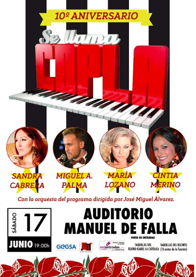 10º #ANIVERSARIO de <a href="/sellama_copla/">Se Llama Copla</a> en el <a href="/AuditorioMFalla/">Auditorio M de Falla</a> en #Granada el 17 de #junio Venta de #entradas en espectaculosgranada.com/es/cart/183-se…