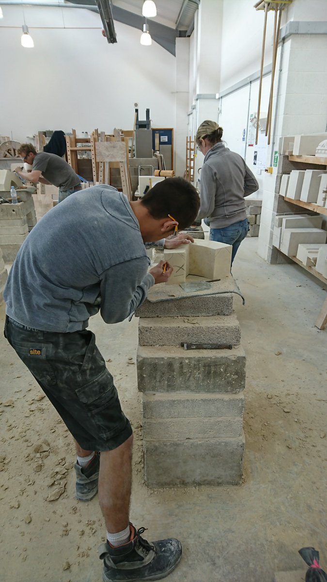WeyColStone's tweet photo. Good luck to Emma (Chichester Stoneworks) , Alex (@WinCathedral) and Jacob (@stonefirms) in the UK #Masonry Skills Challenge Southern heats https://t.co/a5qkOwtmEP