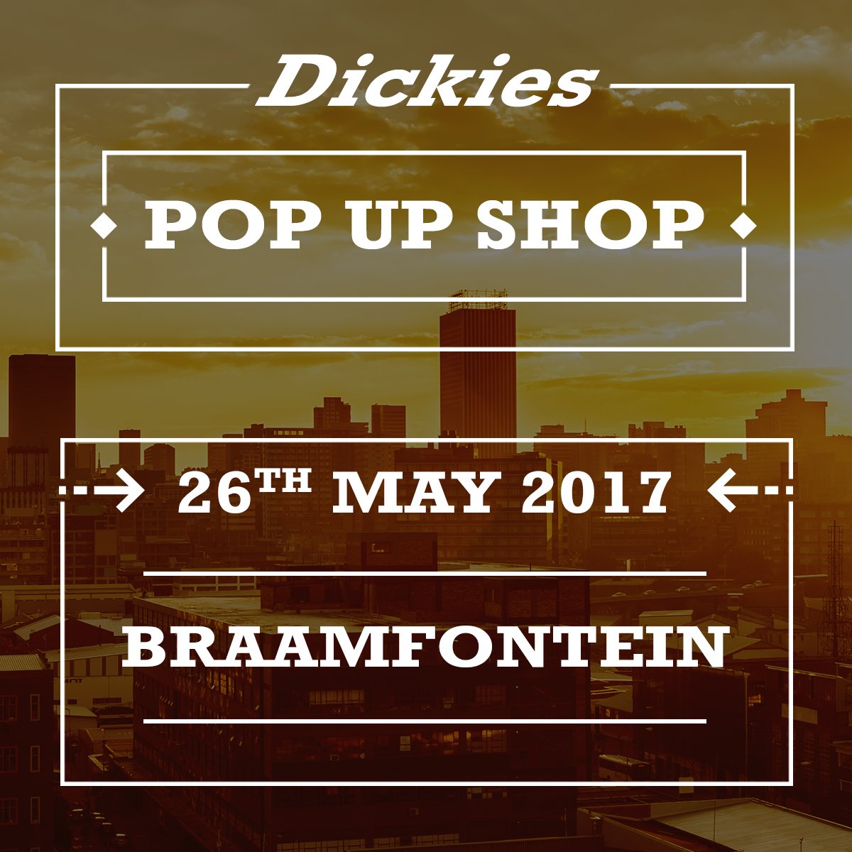 Dickies_Africa's tweet photo. That's right, #Dickies is bringing a pop-up shop to Braamfontein! Click the link for more info: https://t.co/M7KTsCTPYn #BuildThisCity https://t.co/xIWc09mude
