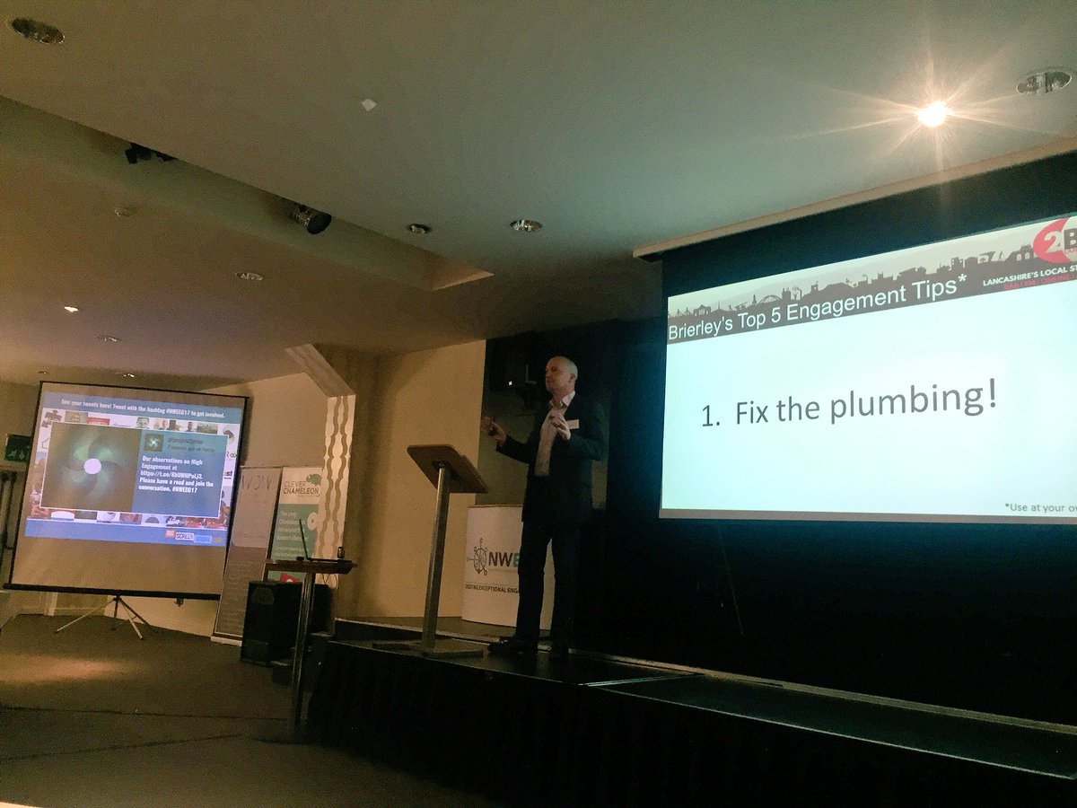 talentfor_good's tweet image. #engagement tips from Simon @2br 5)Talk, Share, Involve 4)Have Fun 3)Live the culture 2)Invest in offsite 1)Fix the plumbing! #NWEEG17