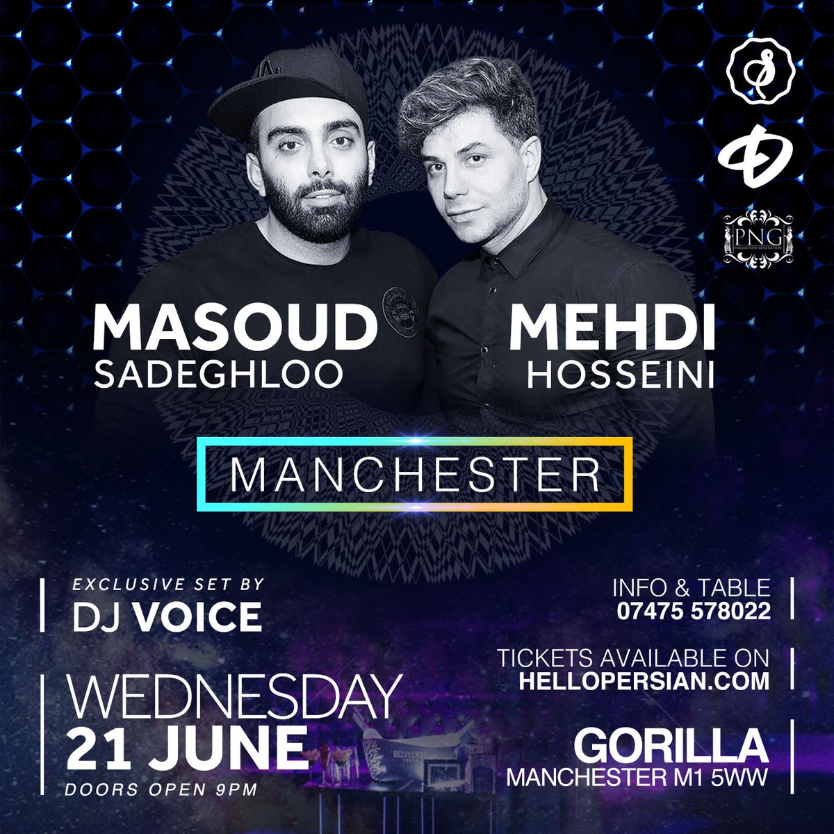 DorehamiEvents's tweet photo. #MasoudSadeghloo live in #Gorilla #Manchester
#Dorehami #MehdiHosseini #DJvoice #Persian #Pop #Rap #Music #Gig #Concert #UKtour #June https://t.co/j7DSiDamAZ
