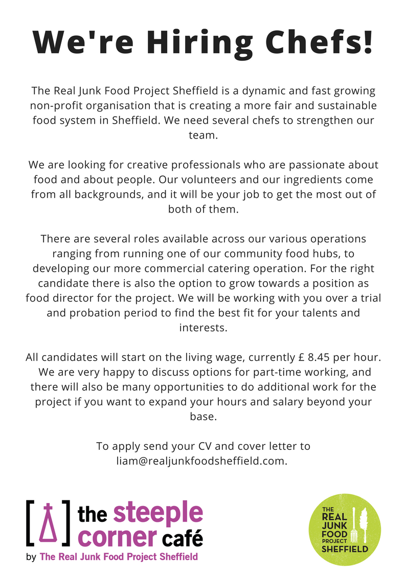 TheFoodWorksSHF's tweet photo. We're hiring! On the look out for super star chefs for the project. Trials starting soon, apply now #sheffieldjobs #SheffJobs https://t.co/uB2IY3ViJ1
