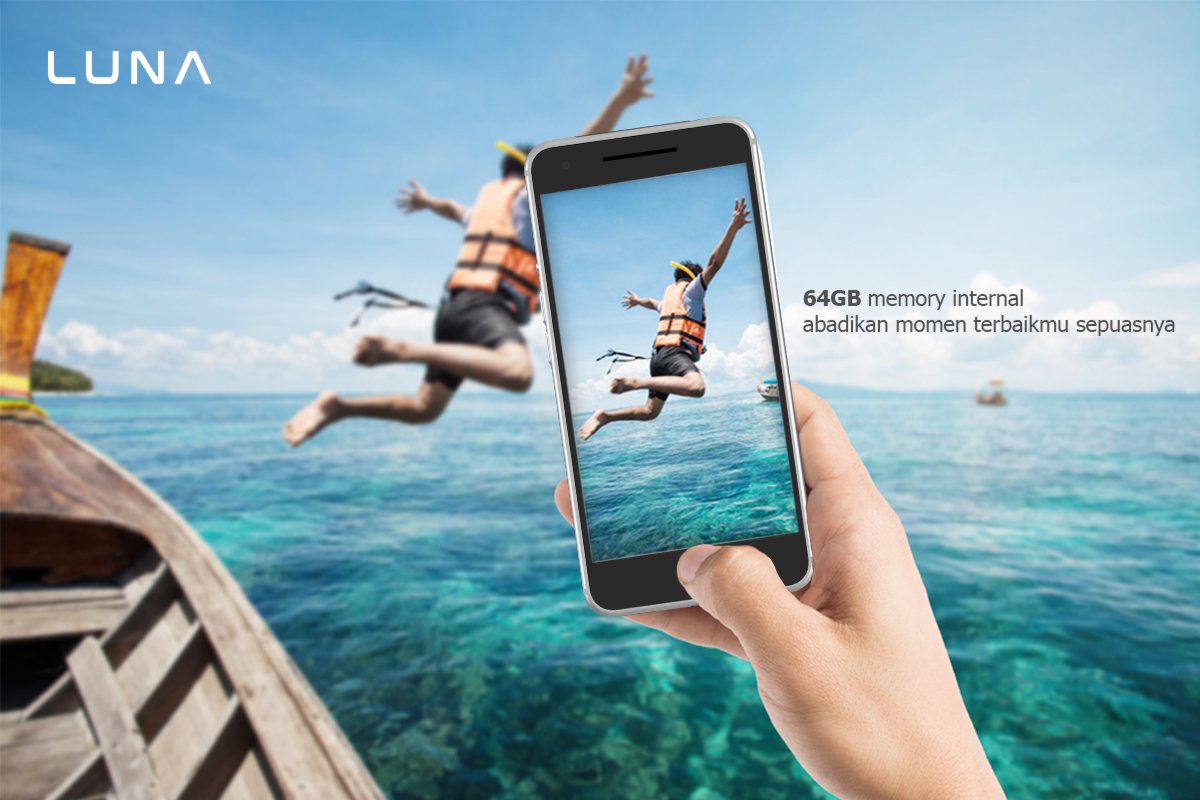 LunaSmartphone's tweet photo. Abadikan momen bersama keluarga atau sahabat kamu tanpa khawatir kehabisan memory karena #SmartphoneLuna siap menampung memory 64GB. https://t.co/Q7MTThXFal