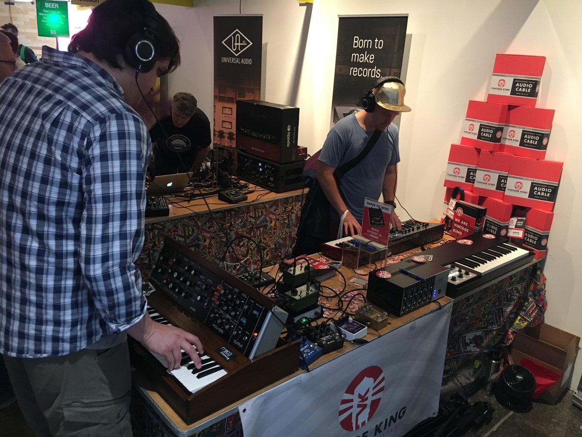 vintageking's tweet image. If you're at @Moogfest, swing by the #VintageKing booth to see our incredible stock of synthesizers and modular synth gear. #Moogfest2017