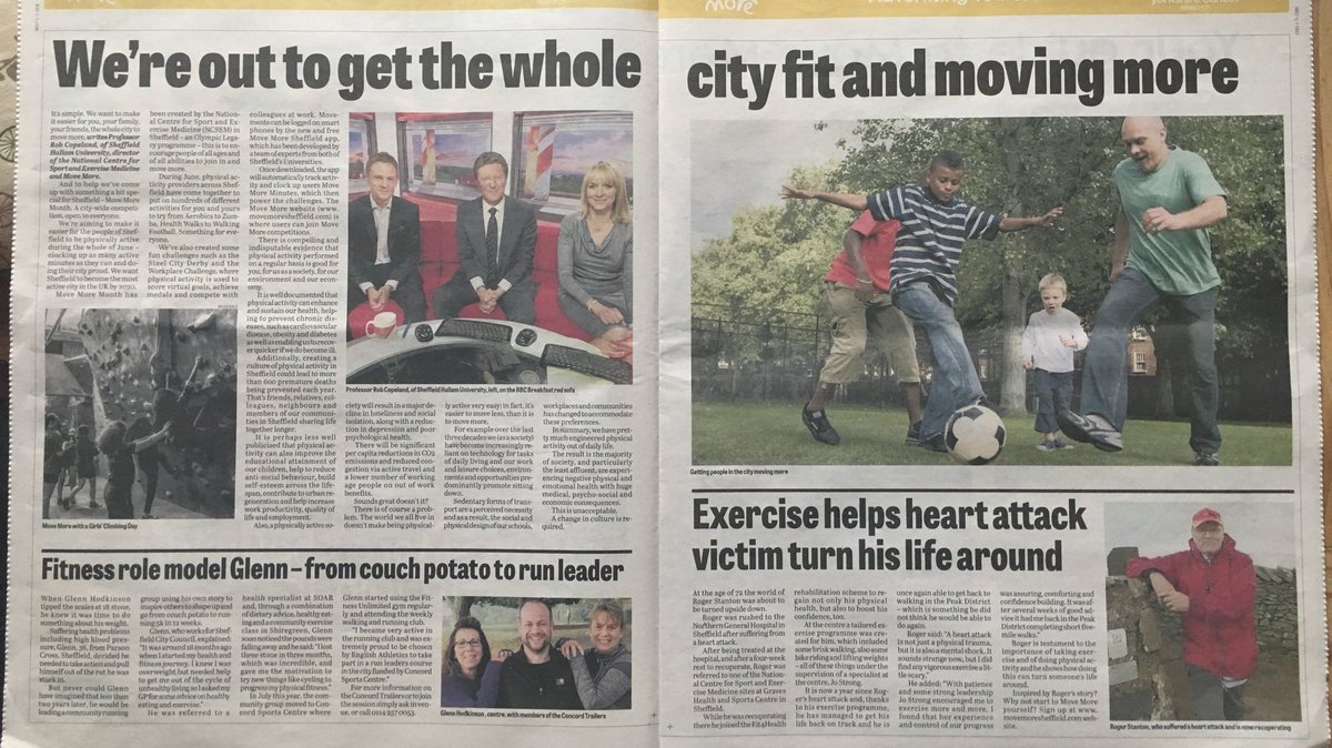 DrRobCopeland's tweet photo. Excited to see this in @SheffieldStar this evening. Loads of stuff to do during #movemoremonth https://t.co/9UEO5m1I4B