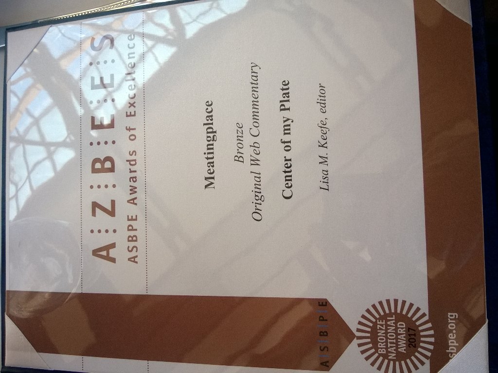MeatTek's tweet photo. Congratulations to @LisaMKeefe for earning a nat'l bronze #asbpe award for her Center of My Plate blog! https://t.co/rl0ZUL4i2S
