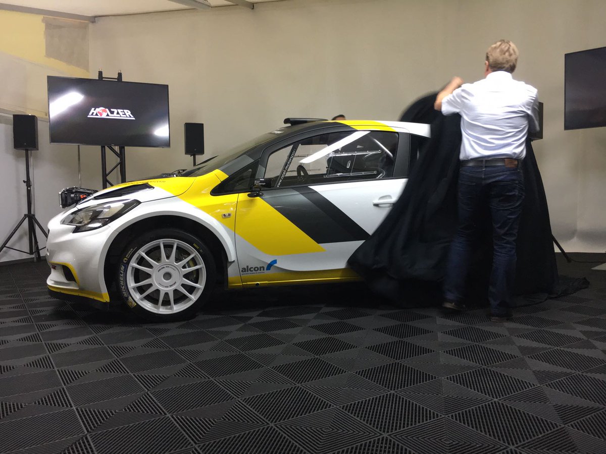 FIAERC's tweet photo. Aaaaaaannnnd, there she is! Isn't she a beauty?!  What do you think? #FIAERC #CorsaR5 #HolzerMotorsport #GotTalentProveIt https://t.co/LZaZCYLXN6