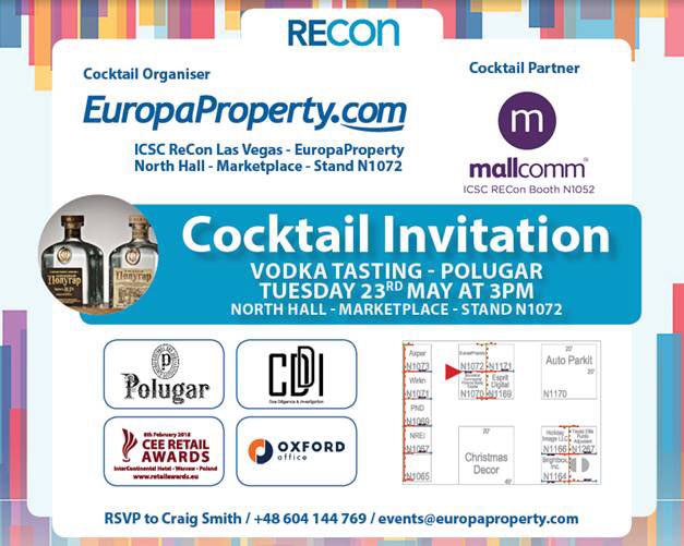 INVITATION - "EuropaProperty Vodka Tasting" Tuesday - 3pm stand N1072 @ICSC_RECon @ICSCEurope <a href="/ICSC_Las_Vegas/">ICSC Las Vegas</a> <a href="/EuropaProperty/">Craig Smith 🌎🗣🔥🥊🏆🇺🇸</a>