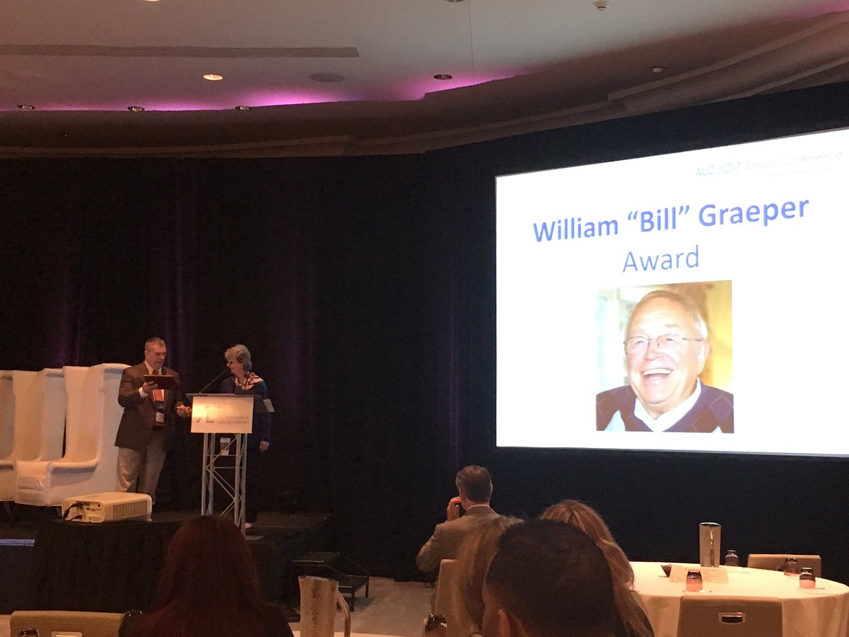 AtlasLS's tweet photo. So proud of Kathleen Diamond as the 1st recipient of the Bill Graeper award.  #AlcConf https://t.co/0fdp46rF50