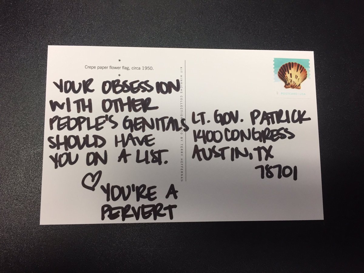 Dear Lieutenant Governor Patrick.... #texas #bathroombill #txlege #yallmeansall #hate #hb2899 #sb6