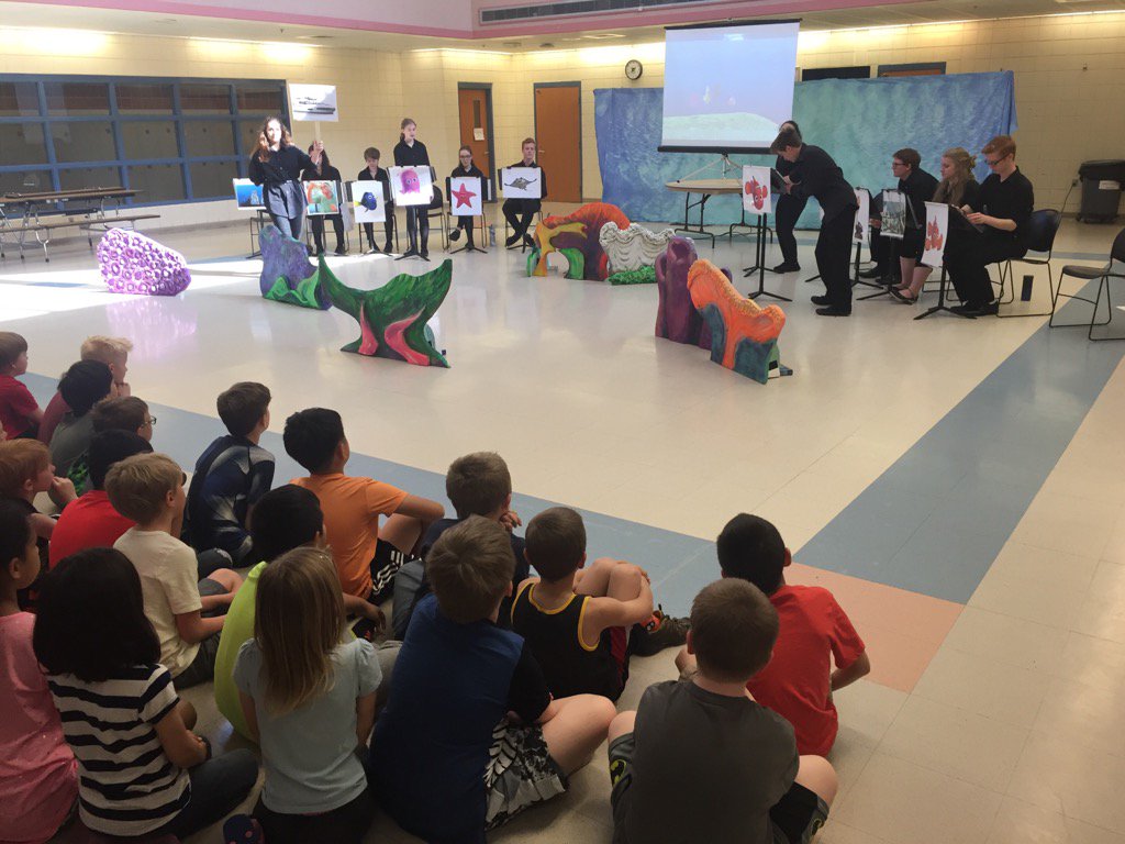 2nd grade loving Finding Nemo. Thank you Mr. Foley and WOHS students for the amazing morning! #gowo