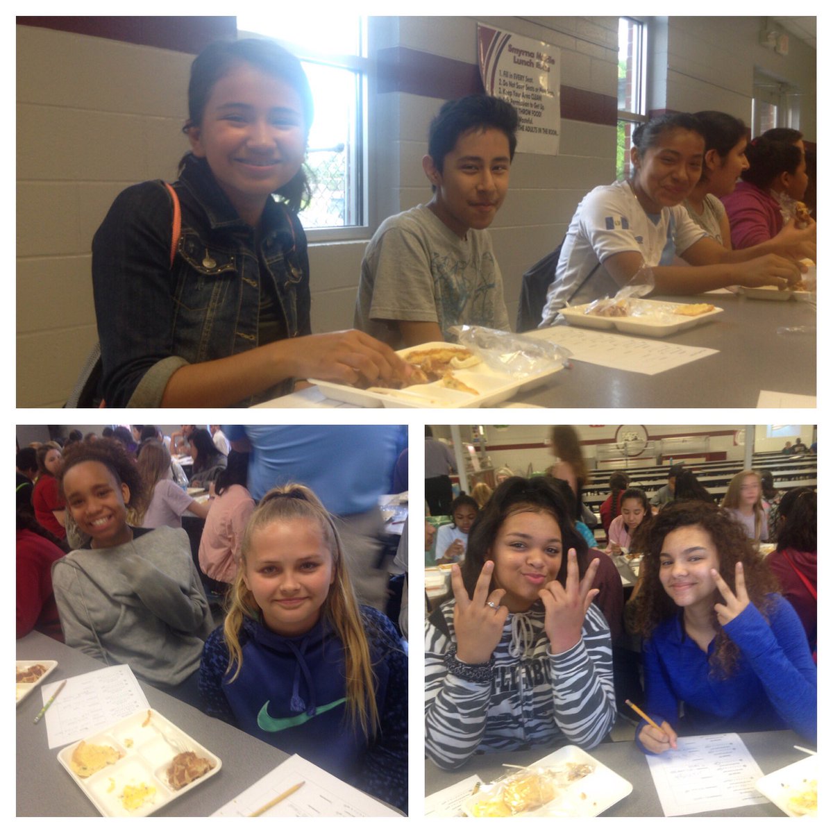 SmyrnaMiddle's tweet photo. Taste testing new @rucoschools breakfast menu for next year. #delicious #frittata #maplewaffles #omlets https://t.co/0ztlgVH1an