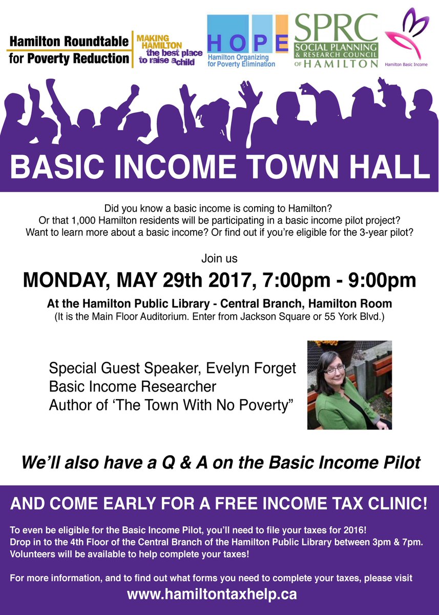 HOPEhamont's tweet photo. Basic Income Town Hall: Learn more about Hamilton's Pilot Project Monday, May 29, 7-9pm #HamiltonPoverty #HAMbasicincome #SPRCHamOnt #HamOnt https://t.co/pu6MbBT2BG