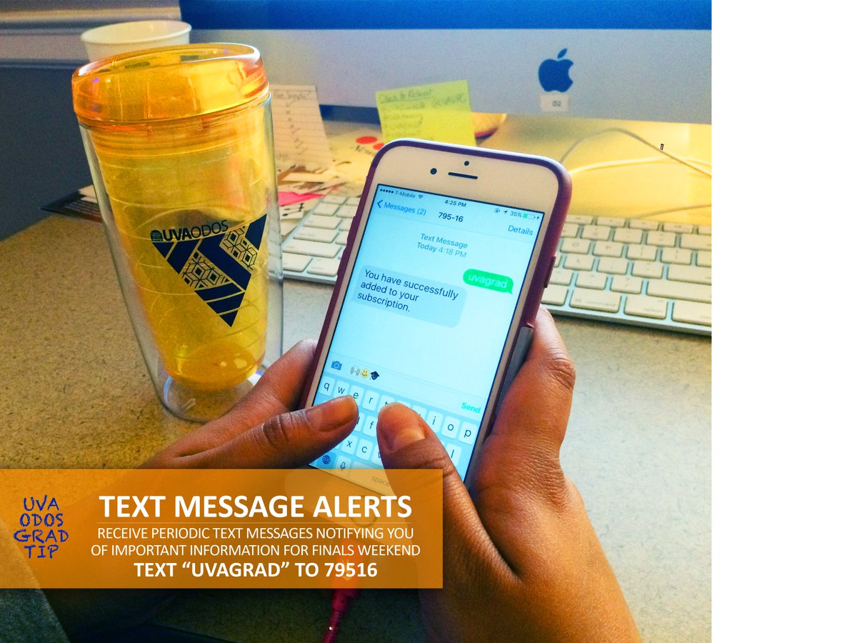 Finals Weekend is almost here: be in the know about weather and other announcements with text alerts! #UVAgrad <a href="/UVA_Events/">Major Events Office</a>  
 <a href="/UVA/">UVA</a>