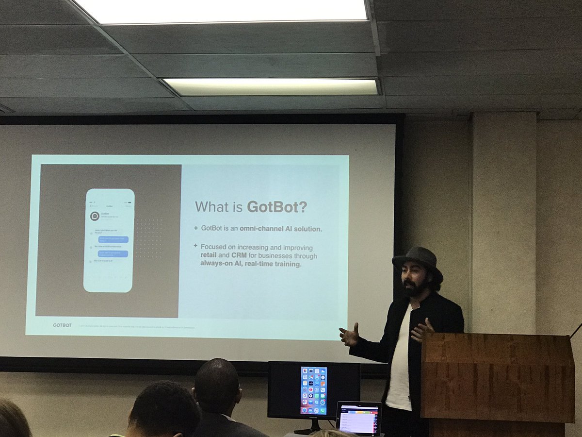 GotBotGlobal's tweet image. Our Director presenting #GotBot at the #sbccapetown #sbcFastTrack. 📸 credit: @SBCCapeTown #ArtificialIntelligence