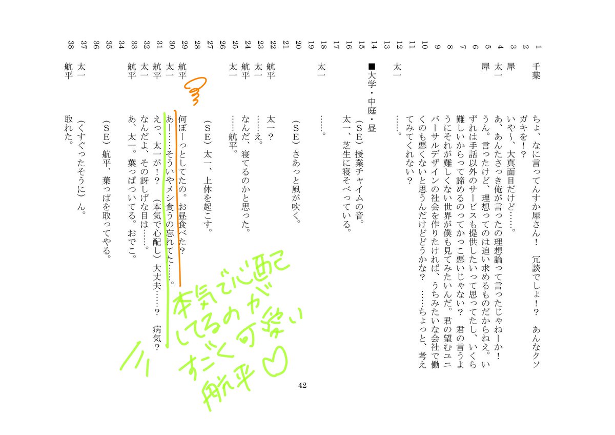 Uzivatel チェリーフィフスアベニュー Na Twitteru 台本チラ見せ 6 7発売予定ドラマｃｄ ひだまりが聴こえる 幸福論 原作 文乃ゆき 出演 榎木淳弥 古川慎 中島ヨシキ 粟津貴嗣 山本希望 濱野大輝 山中真尋 航平の本気の心配がすごく可愛いのでお