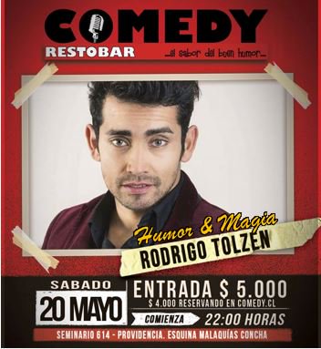 ComedyshowCL's tweet photo. #Sabado20
directo d su paso x México al @comedyrestobar 😎🎩
#Magia & #Humor
🌟RODRIGO TOLZEN🌟
Show d 1er nivel #FechaUnica
Resv. comedy.cl https://t.co/glui8NfNTY