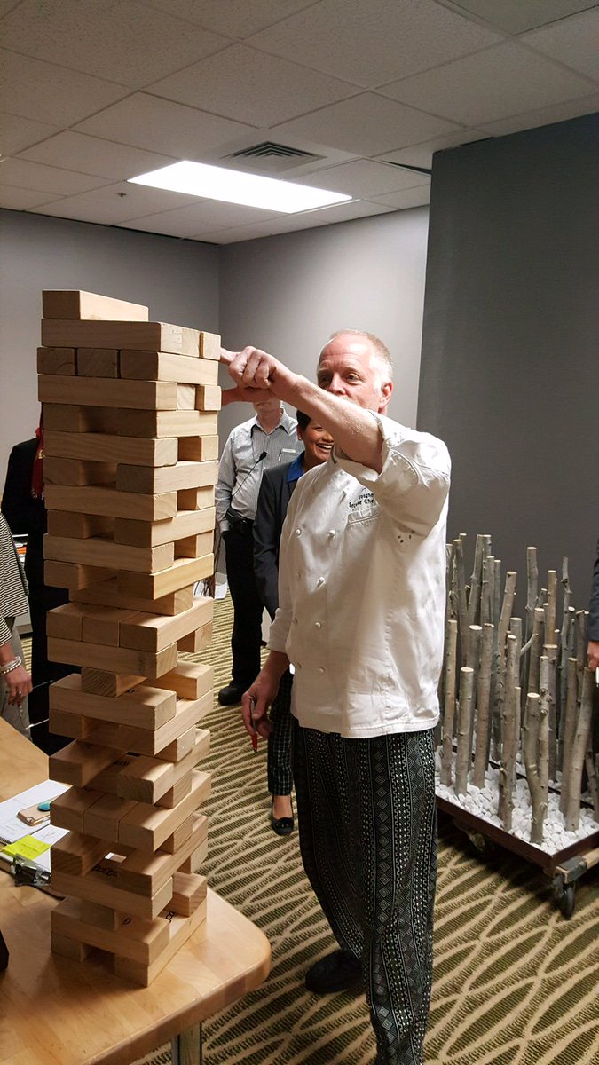 Giant Jenga competition in the back office at <a href="/MplsMarriottSW/">Mpls Marriott SW</a>.  #IAmSage