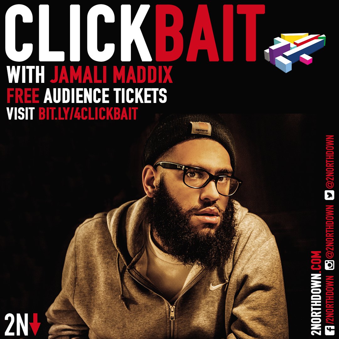 TktTxt's tweet photo. Want to be in the audience of @All4's new show Clickbait, hosted by @jamalimaddix? 

Get your free tickets here 👉👉 https://t.co/Kl05n1K4TQ https://t.co/jzDt9VKvWn