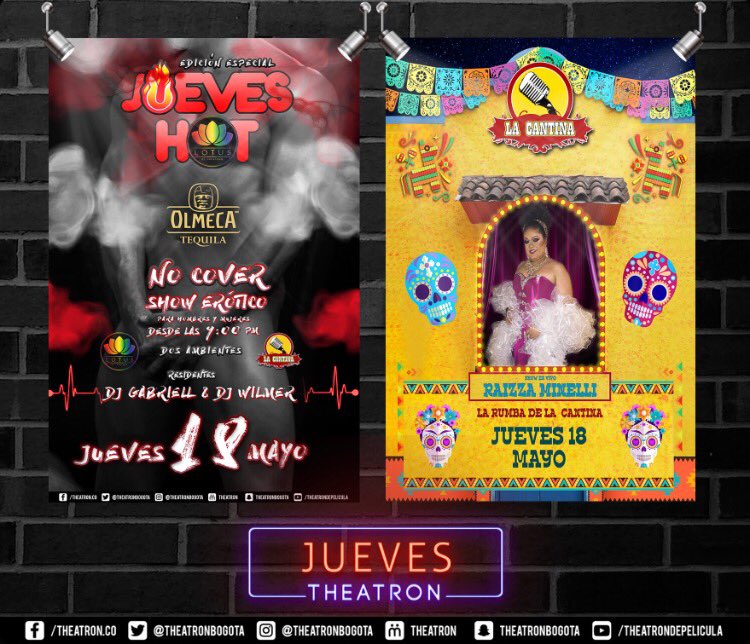 theatronbogota's tweet image. Hoy JUEVES HOT-NO COVER, lanzamiento @OlmecaColombia #lacantina @RAIZZAMINNELLY y #Lotus show erotico. Prod @fernandokoral #fiestONolmeca