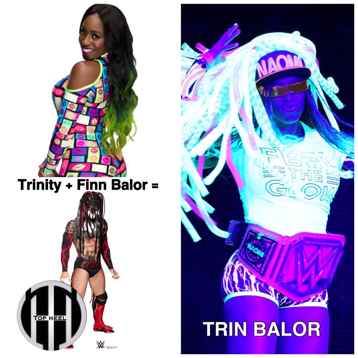 BreakKayfabe's tweet photo. @NaomiWWE + @FinnBalor = TRINN BALOR 
@WWE 
#wweuniverse #trinbalor #feeltheglow #finnbalor #naomi  #balorclub #topheel #heelturn #wwe https://t.co/R0SEPHt8zS