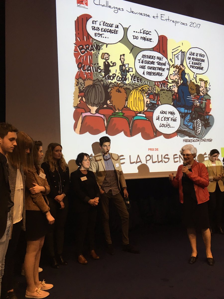 AJE_nationale's tweet photo. Le prix de l'Ecole la plus engagée revient à @EGCduMaine ! :) https://t.co/n0IJYScRKq