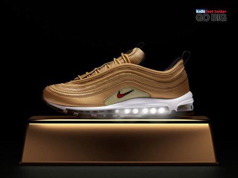 snkrconnoisseur's tweet photo. The Metallic Gold #Nike Air Max 97 drops online at 10am EST! https://t.co/MvYNeD21I6