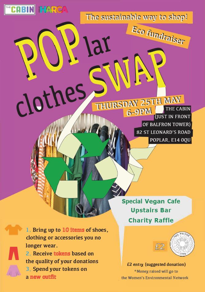 greenprogramme's tweet image. 1 week to go until Poplar Clothes Swap! Swap clothes you don't wear for ones you will @swishing @projectdirt @SkintLondon @BrokeinLondon1