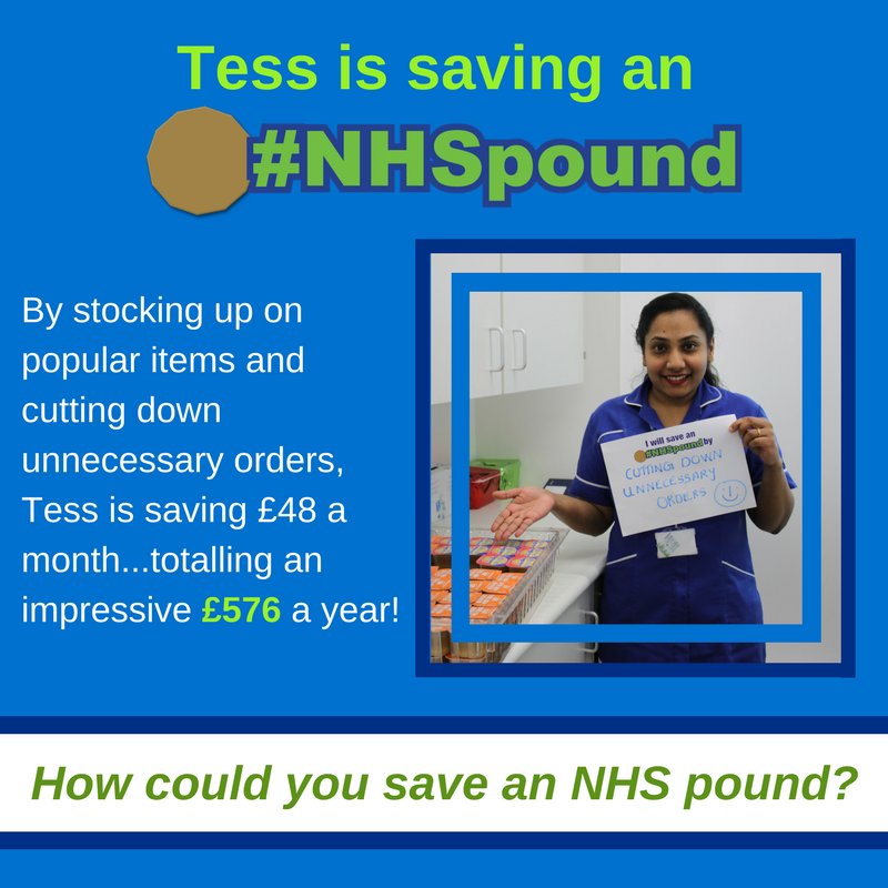UHD_NHS's tweet photo. Have you thought about how you and your team could save an #NHSpound? Tess has saved a huge £576 a year - nice one, Tess! https://t.co/aM2NYoHUnk