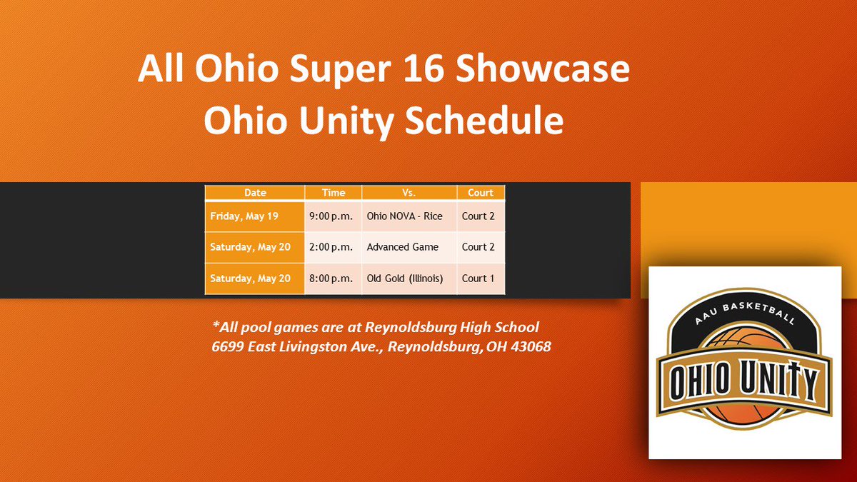 OhioUnityU17's tweet photo. Check out @OhioUnityU17 this weekend - All Ohio Super 16 Showcase in Cbus. 1st game - Friday at 9 - Reynoldsburg HS. #letsgounity https://t.co/JBScZLZ3Je