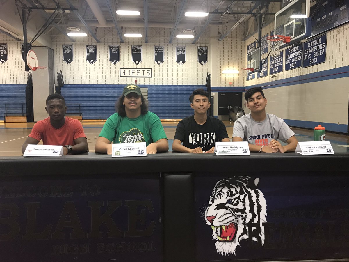 BlakeAthletics's tweet photo. James Johnson @KeystoneCollege, Orbell Keshishi @McDanielFBall, Oscar Rodriguez @yorkcollegepa, Andrew Vasquez @ThisIsWAU https://t.co/GLLbUlx60Q