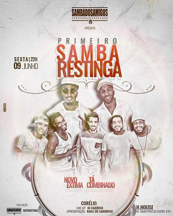 TVRestinganaWeb's tweet image. #SambaDosAmigos
Dia 9 de Junho na H-house, Restinga.
Muito #Samba e #Pagode de primeira.
