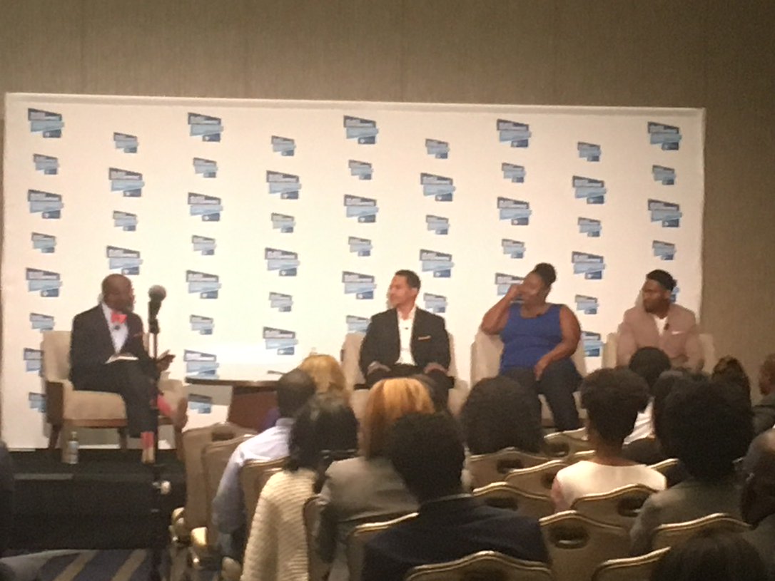 DTDingle's tweet photo. @AlfredEdmondJr @obenyoung @swag_essentials @Brandontalk on making best Shark Tank pitch #BESummit @blackenterprise https://t.co/NiFRcIBWTG