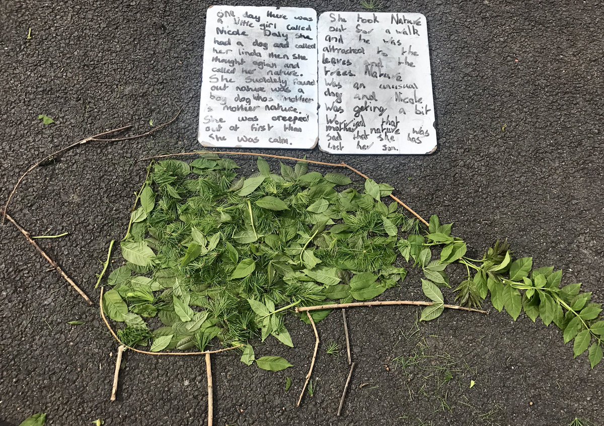 MissNMcculloch's tweet photo. Had the best 2nd last day on outdoor learning day! Literacy, Maths &amp; Science fun in the sun! 🌲🍃☀️🍎✏️ #charactermaking #slime #StrathPGDE https://t.co/Tw6koTYfrG