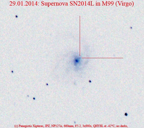 xipteras's tweet photo. That was the #supernova SN2014L in #Messier99 #galaxy in #Virgo constellation 🔭#astrophotography #nightsky QHY8L 🎥 at -42C ❄️ https://t.co/P8qo9d1iiZ