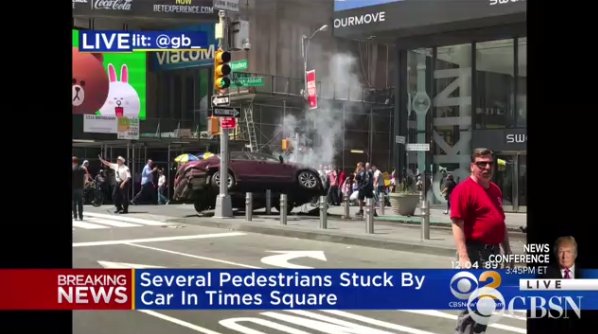 Speeding vehicle strikes pedestrians in New York City's Times Square