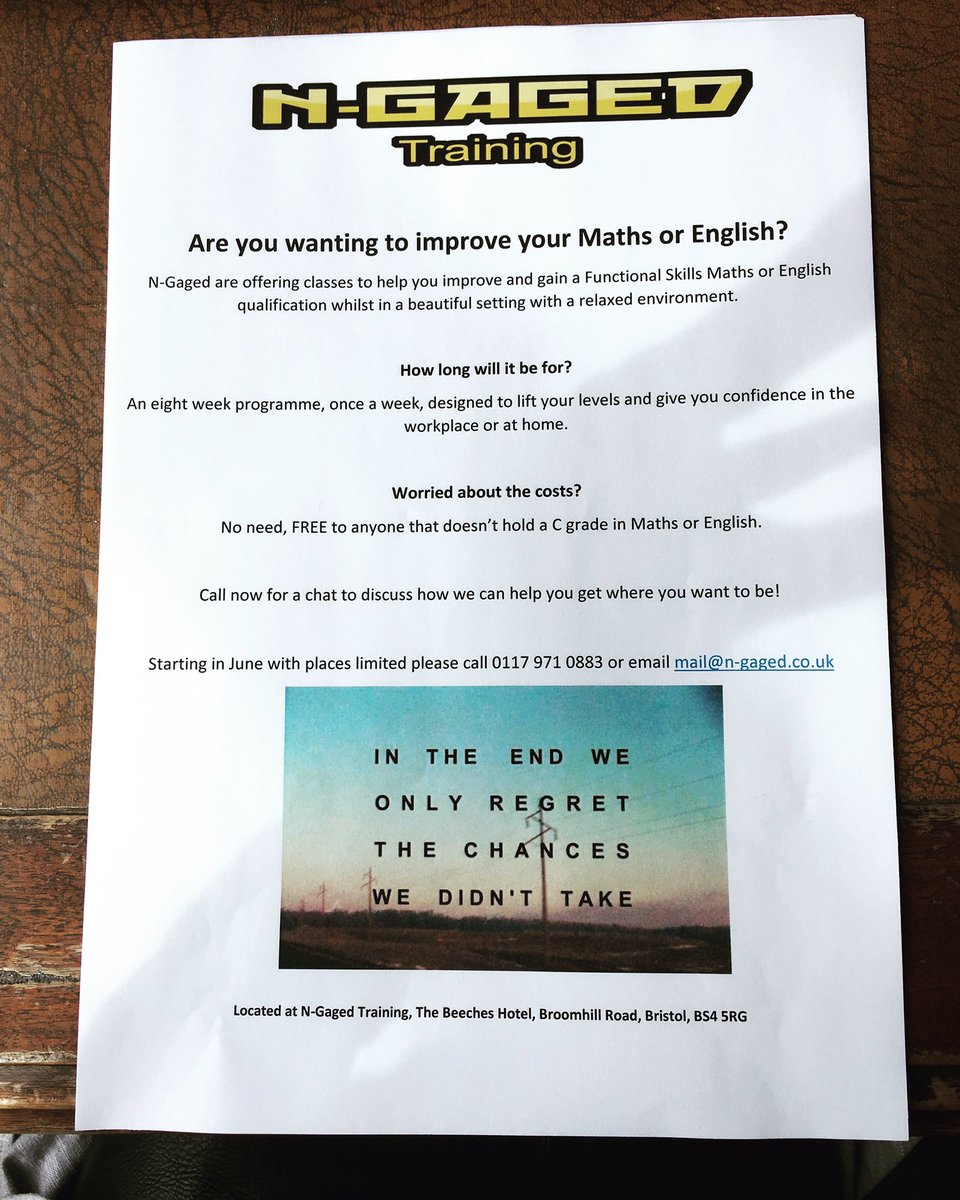 The Beeches Hotel (@beechesbristol) on Twitter photo #Maths & #English #functionalskills #qualifications with <a href="/NGagedTraining/">N-Gaged Training</a> <a href="/BeechesBristol/">The Beeches Hotel</a> starting In June Please call for further details π #Maths & #English #functionalskills #qualifications with <a href="/NGagedTraining/">N-Gaged Training</a> <a href="/BeechesBristol/">The Beeches Hotel</a> starting In June Please call for further details π