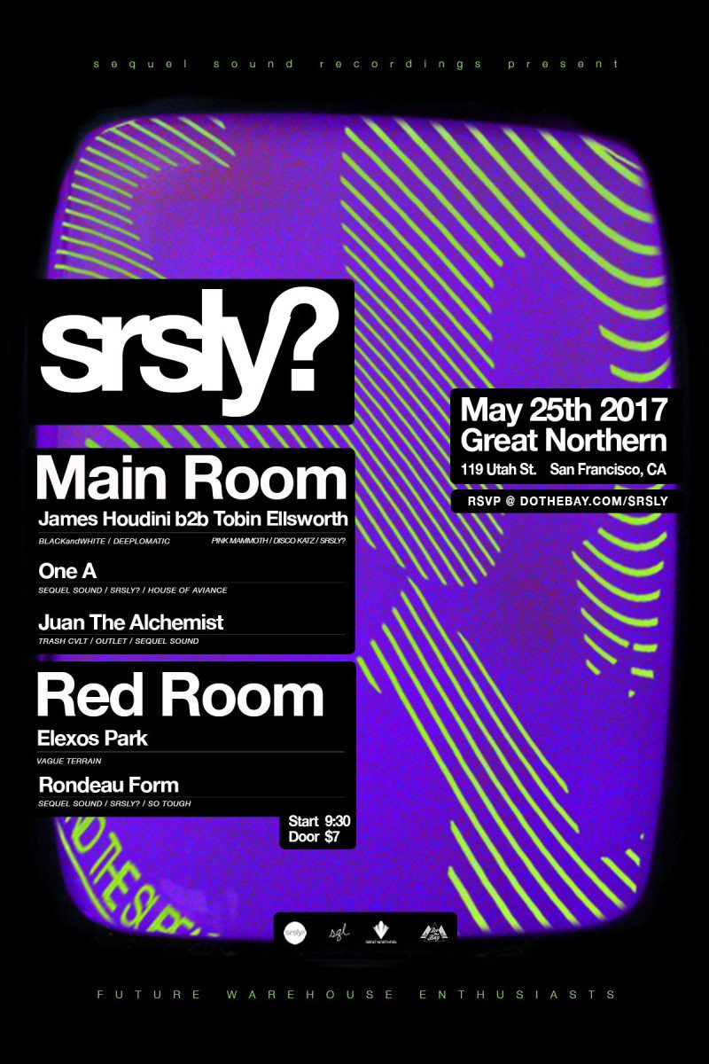 Attention future warehouse enthusiasts! The first <a href="/SequelSound/">SQL</a> artist showcase "SRSLY?" is on 5/25! 

Free w/ RSVP: dothebay.com/srsly