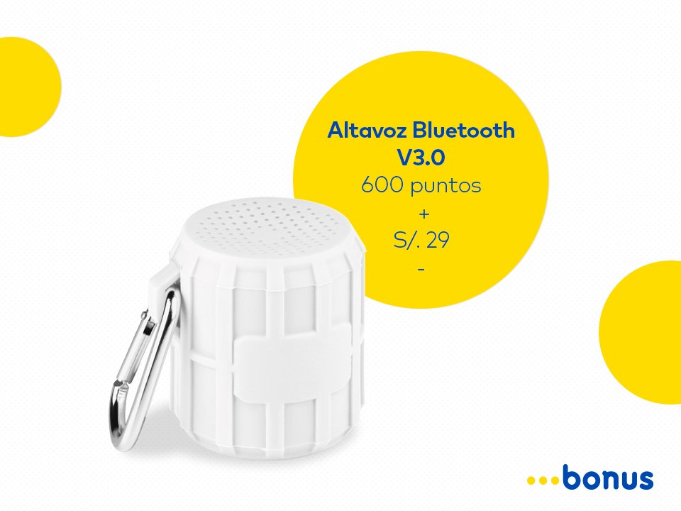 Comparte la mejor música y que la fiesta continúe con el "Altavoz Bluetooth V3.0". Catálogo Online: bit.ly/CatalogoBonus