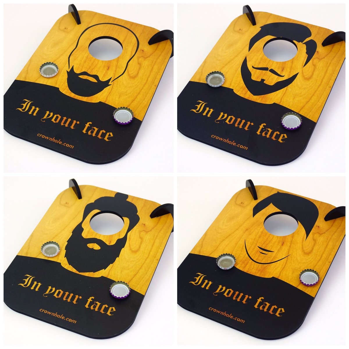 beercapmaps's tweet image. Which dude looks like your dude? 'In Your Face' Crownhole Board is a great choice for Fathers Day! beercapmaps.com/shop/crownhole…