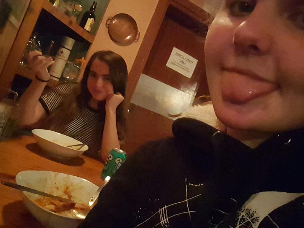 sumehra3's tweet photo. Just casually reciting @danielhowell 's diss track over pasta with @jamiedewitt17 😂❤ https://t.co/zkPRjDqB2i