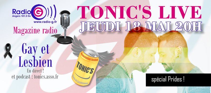 TonicsAngers's tweet photo. Tonic's Live a 20h en direct sur https://t.co/klskVIwVhj émission radio #gay et #lesbienne https://t.co/WBgABoZ1Sx