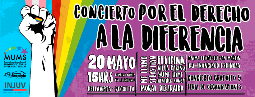 InjuvChile's tweet photo. ⚠️Recuerda⚠️ Este sábado se desarrollará el concierto por el #DerechoalaDiferencia de @MUMS_Chile. No te lo pierdas✌🏻 https://t.co/q05v7EwCQh